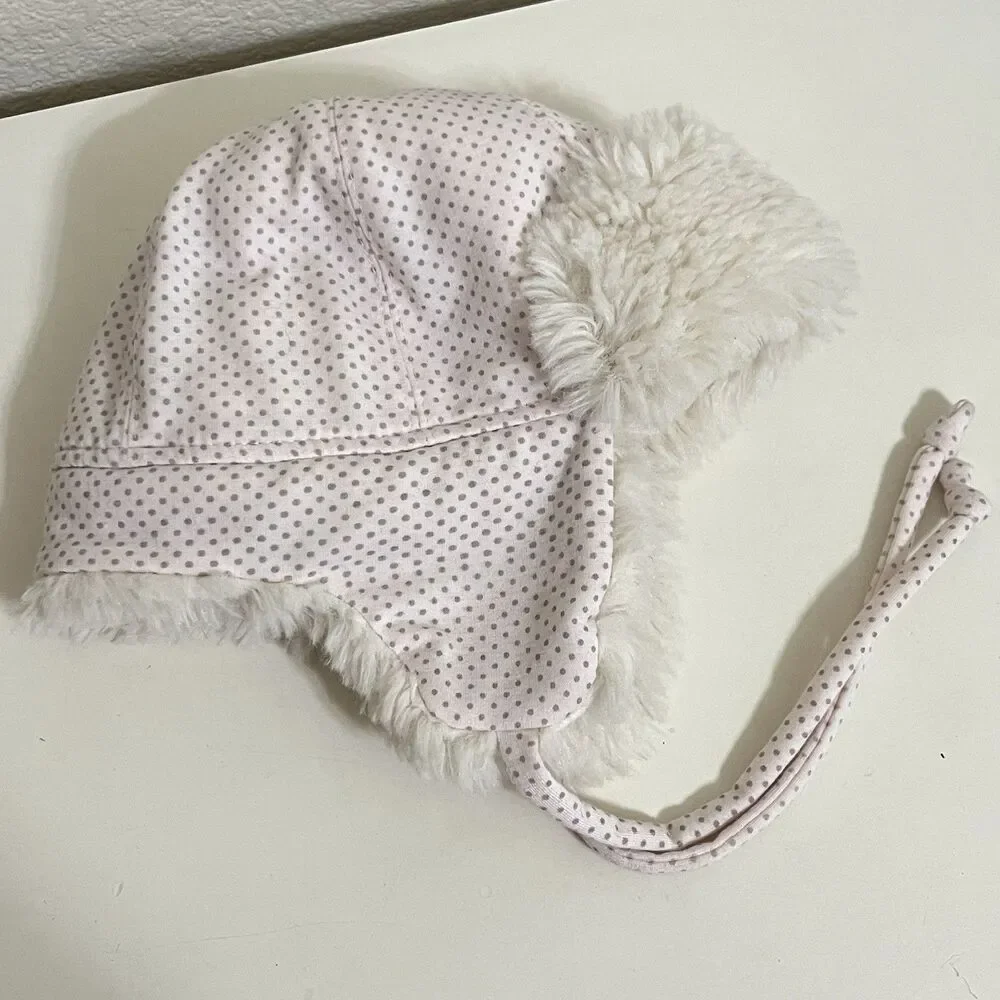Baby & Child Restoration Hardware Pink Polka Dot Trapper Hat Baby Girl 0-12 Mos